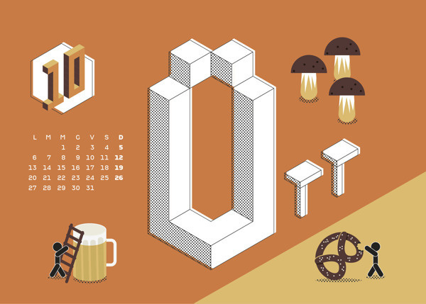 Calendario Algoritmo 2014 on Behance #year #month #calendar #months #calendar2014 #illustration #autumn #2014 #summer #spring #winter