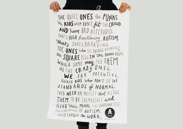 New Zealand's Best Graphic Design. #lettering #white #handlettering #askate #skateboarding #charity #black #handmade #autism #poster