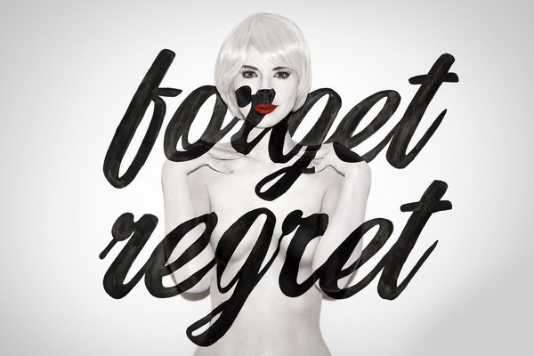 Art Direction & design for the Spring / Summer advertising campaign for Aizone, a luxury department store in the Middle East. Models were #white #regret #woman #design #graphic #type #black #and #forget #lipstick #typography