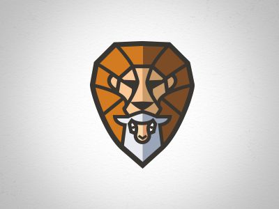 Lion lamb stain glass