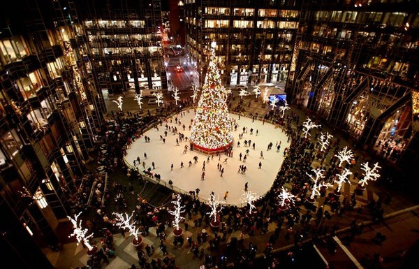 5 Christmas tree on ice rink in Pittsburg USA #christmas #trees #art #tree