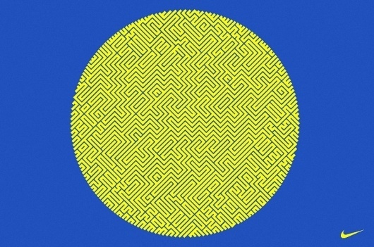 David Arias – Branding and Design / Freelance Graphic Designer / Vancouver, Canada / Nike, Maze Tee #maze #pattern #print #yellow #shirt #fashion #blue