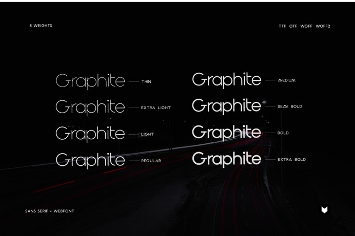Graphite is a Minimalist Modern Elegant Typeface with Web-fonts. It's a very versatile font that works great in large and small sizes. Graphite would perfect for branding, logos, headlines, Captions. or simply as a stylish text overlay to any background image.