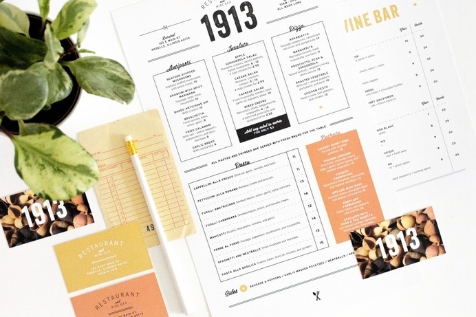 1913 | Design by Rowan Made #stationary #menu #branding