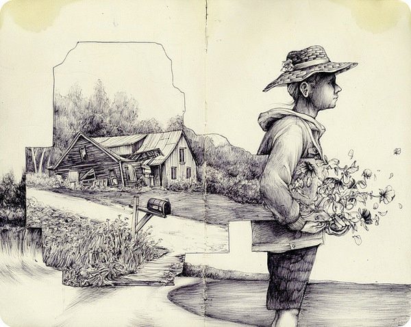 The Natural and Urban Collide in the Drawings of Pat Perry #drawing
