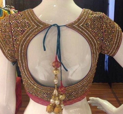 mirror work blouse designs oval shape
