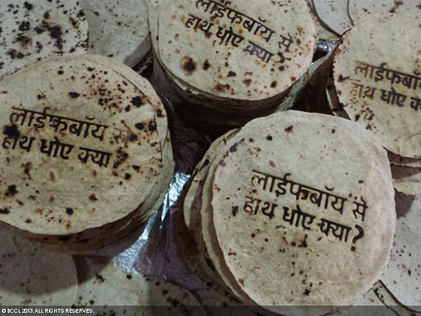 Edible Branding Roti Reminds to wash handsindia #reminder #food #typography