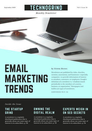 Teal And Grey Laptop Email Newsletter