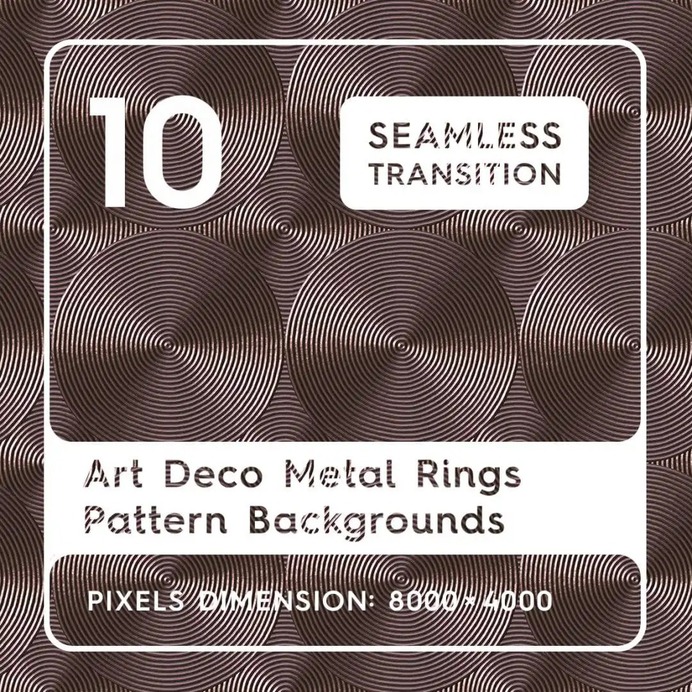 10 Art Deco Vintage Rings Pattern Backgrounds #artdeco #vintage #vintagerings #textures #backgrounds