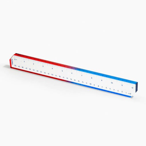 Lucite Gradient Ruler The Lucite Gradient Ruler is a stylish and weighty tool that will blow your drawings off the charts! It is an acrylic ruler with a clear finish for ease of measurement. Designed in the US.