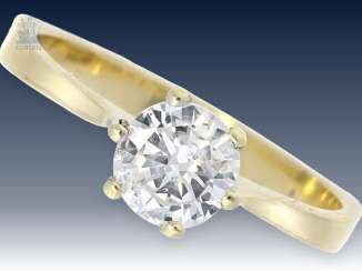 Ring: klassischer vintage Brillant/Solitär-Goldschmiedering von 1,04ct