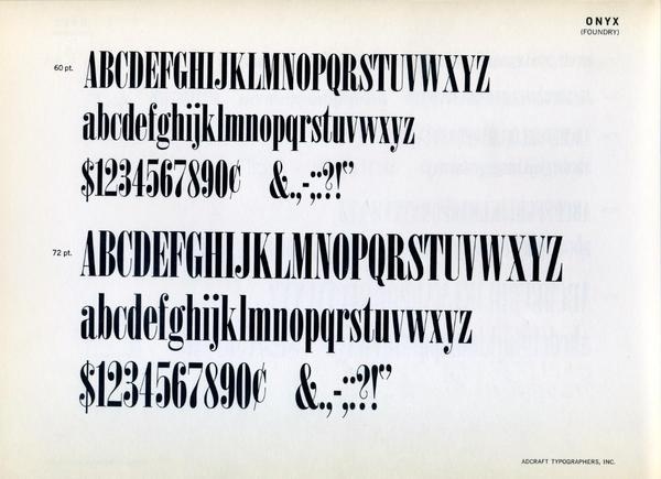 Onyx was designed by Gerry Powell in 1942 for ATF. #type #specimen #typography