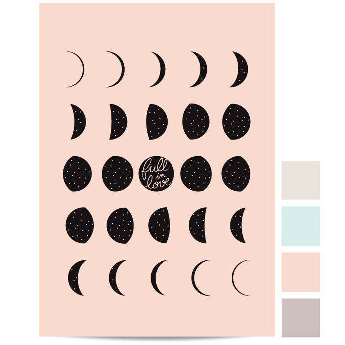 Image of Affichette Lune #crescent #astronomy #space #illustration #phase #full #love #circle #drawing #science #sketch #moon