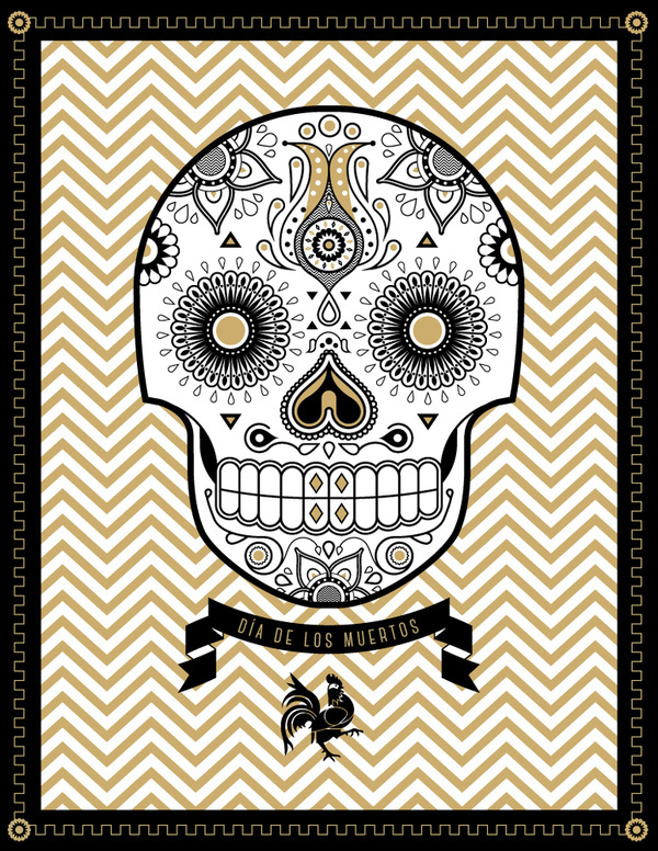 Day of the Dead #rooster #banner #zig #of #zag #the #day #dead #skull #flowers