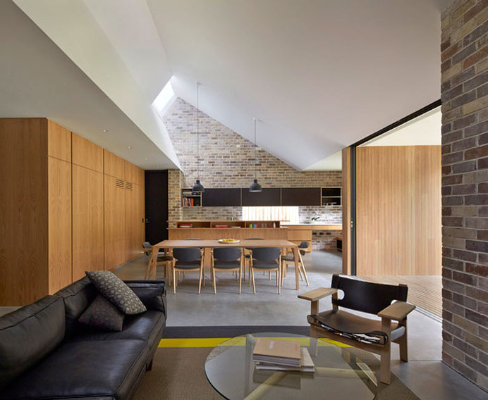 Skylight House Extension by Andrew Burges sloping ceiling painted white #interior #design #decor #home