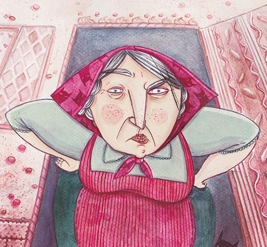 Zaczarowana Walizka - illustration for "Hansel and Gretel" #lady #old #candies #grandma #fairytale #illustration #witch #watercolor #sweets #anger