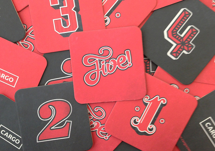 Illustration of the numbers 1 to 5 to celebrate Cargo Creative's 5th Birthday.