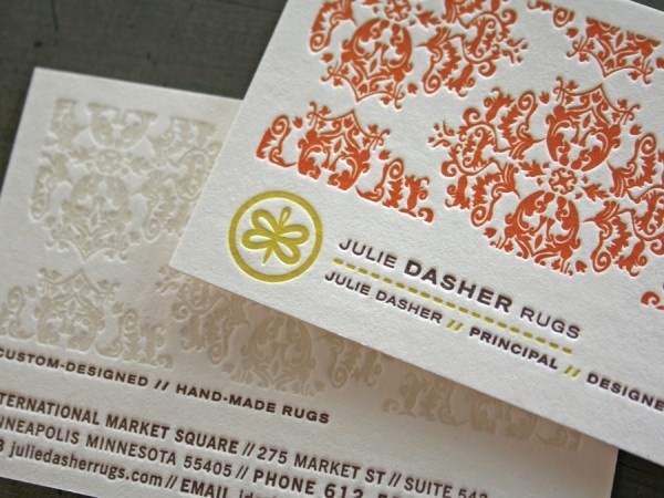 Julie Dasher Business Cards #demartino #business #card #letterpress #on #laurie #fire #studio #collateral