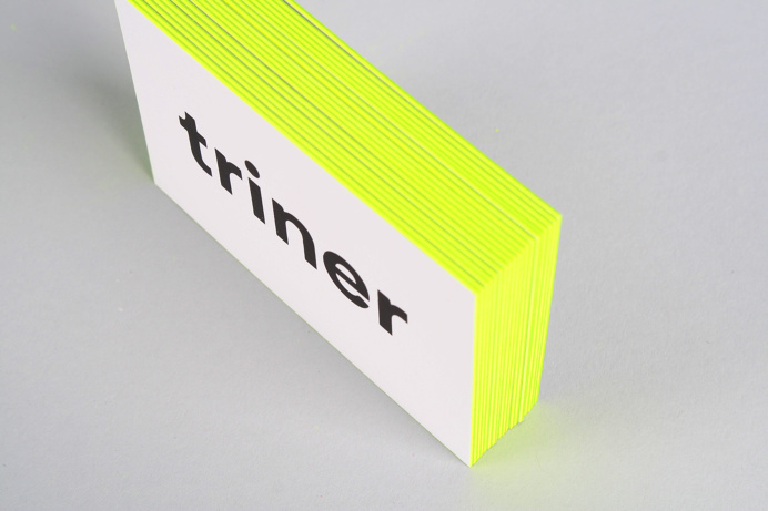 filip triner design branding business cards painted edges www.triner.de edge neon yellow embossing emboss print thick business card black gr