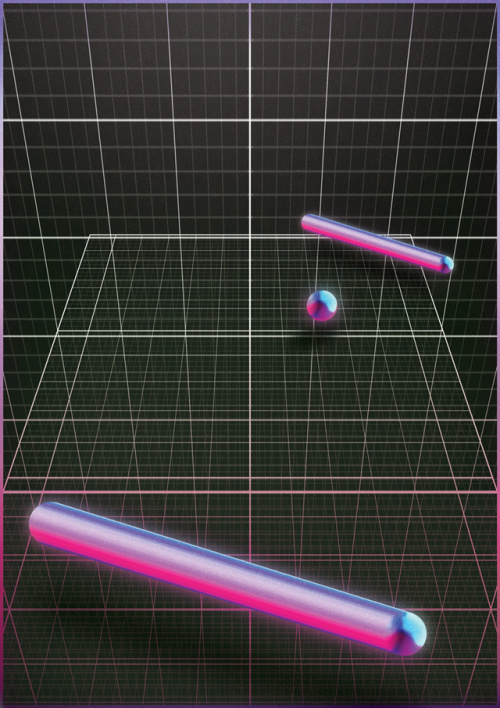 #atari #pong #80's #wave #levitate #design #poster #arcade #depth #game #bars #