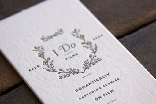 Design Work Life » Two Paperdolls: I Do Films Branding #wedding #businesscard #letterpress #film