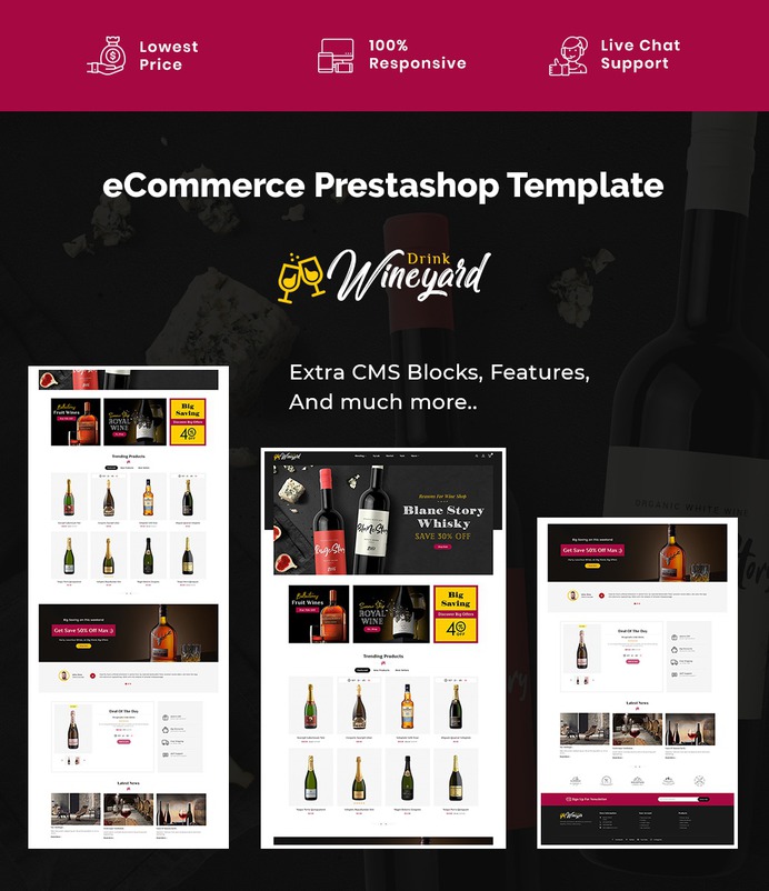 #Wineyard - #Drinks & #Tobacco – #Prestashop #Responsive #Theme | #TemplateTrip #eCommerce #Website #Design #Template