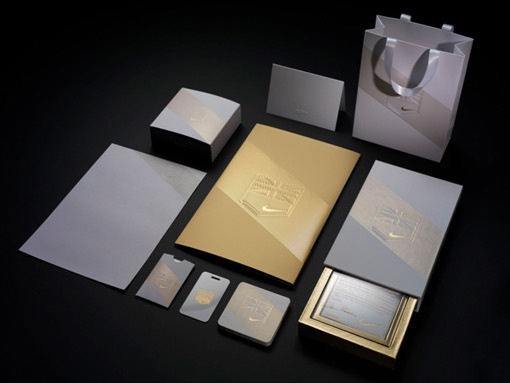 Nike, Identity, upscale, collateral, letterhead, branding, black, gold