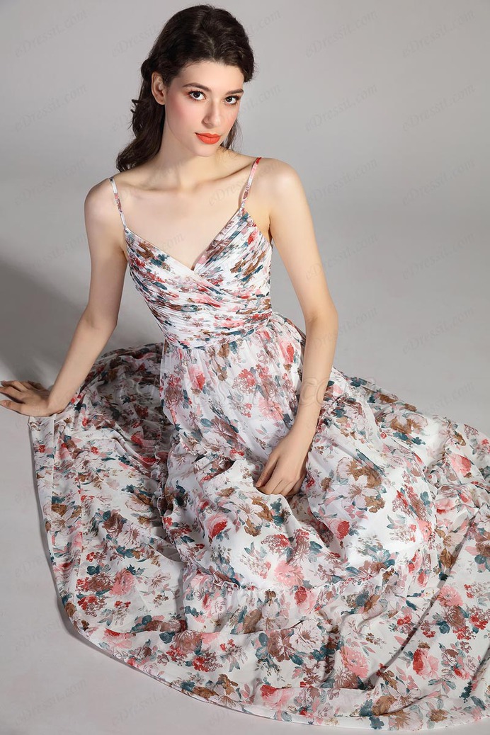 eDressit Spaghetti Straps Cross V-Cut Print Summer Party Dress (00207068)