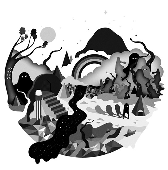 Onesidezero Illustration : Artwork by Brett Wilkinson #merging #brett #landscape #monochrome #gingko #press #wilkinson