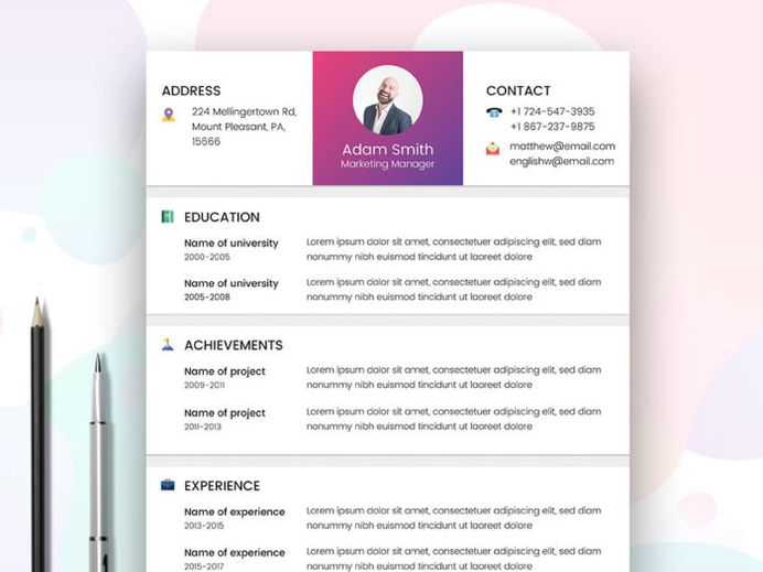 Free Marketer Resume Template with Elegant Look