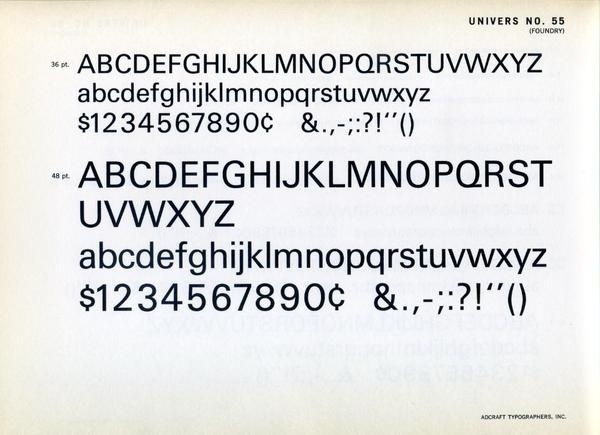 Univers 55 type specimen #type #specimen #typography