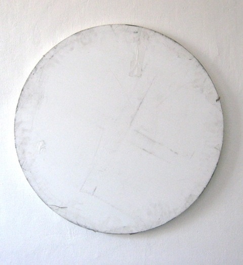 ferrarisheppard: Karin Sander, Mailed painting,... - UGLY IS PRETTY #circle #white #art