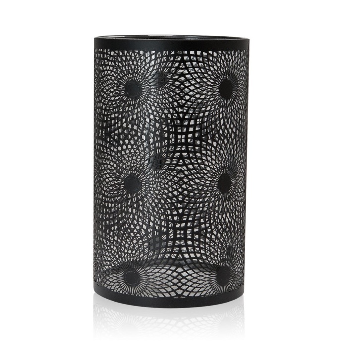Jans Black Metal Swirl Hurricane Candle Holder, 25 cm