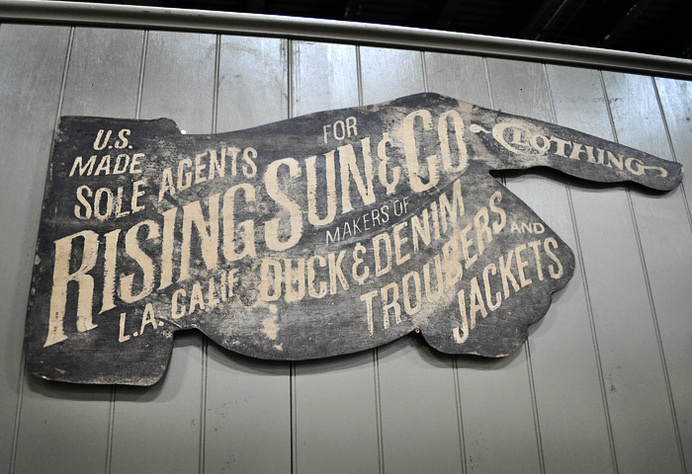 Rising Sun & Co. Booth at Project Las Vegas: Designer Denim Jeans Fashion: Season Collections, Runways, Lookbooks and Linesheets #sign #signpainting #vintage