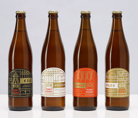 Fort Point Beer Bottles #beer #bottle #packaging #label #identity #gold