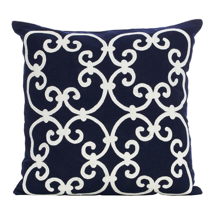 Pickwick Navy White Embroidery Square 45 cm
