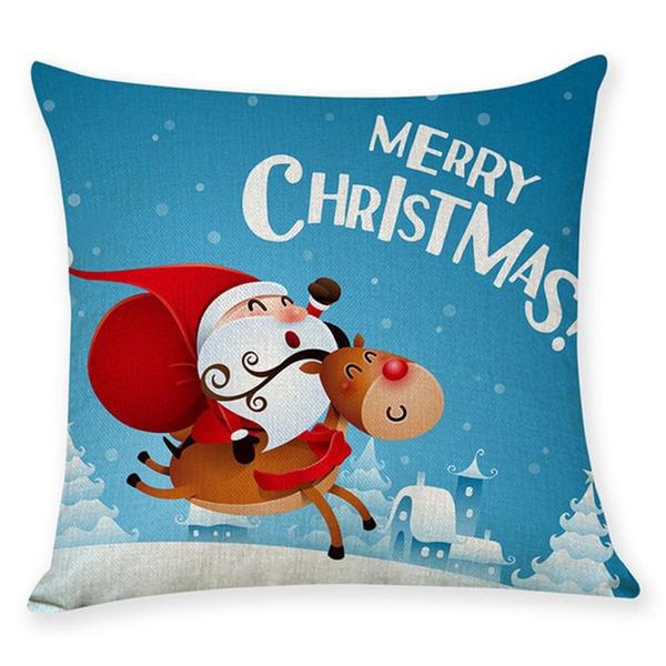 45*45Cm Happy New Year Christmas Santa Claus Xmas Decorations for Home. Elk Decorative Pillows Cover