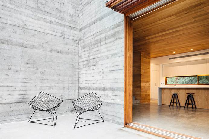 maloney architects constructs the invermay house of concrete, wood, and glass #home