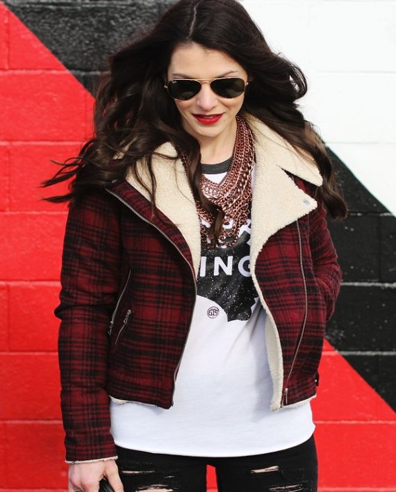 Streetwear Flannel Jacket With Fur Collar (2)
