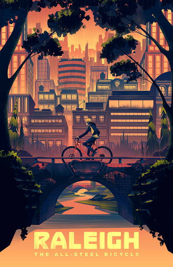 2014 Raleigh Heritage Poster - Brian Miller #city #digital #illustration #art #poster #bike
