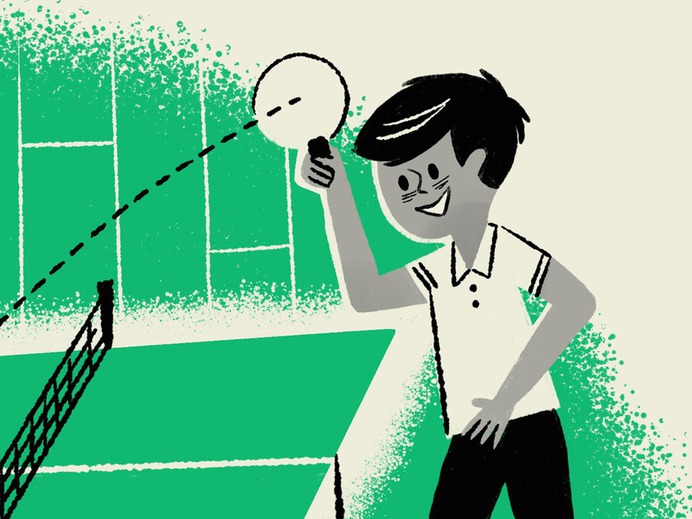 Table Tennis Hero pens pencils gouache drawing illustration mid-century brushes procreate brave the woods retrosupply