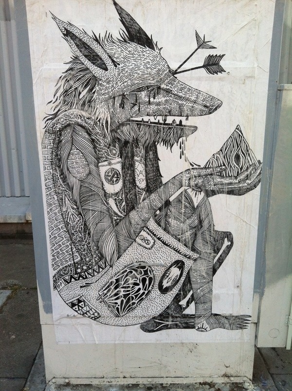 femme in floral: Found this around the corner from my house. At 24th and Filbert, in West Oakland. #wolf