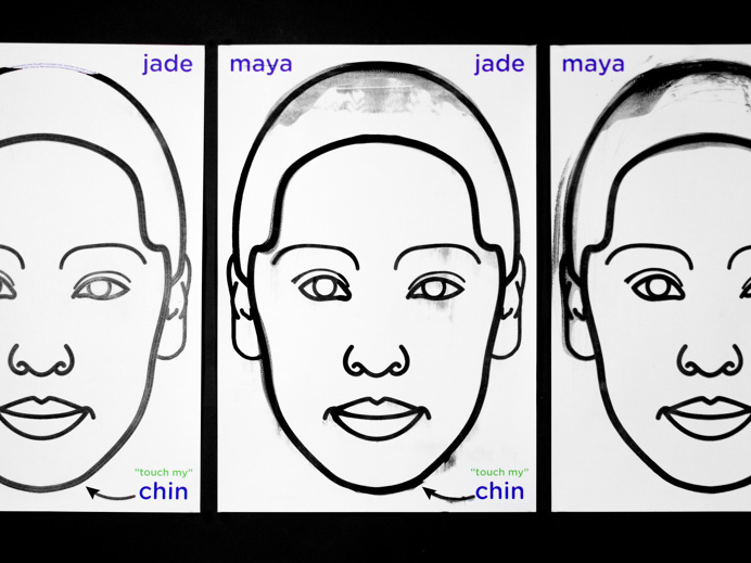 Maya Jade Chin #poster #thermochromic #heat #face #illustration #black #white