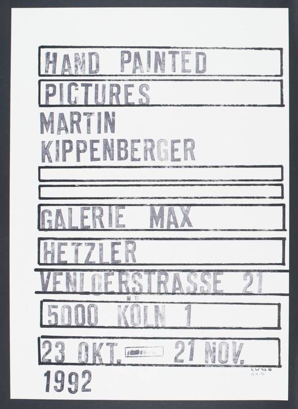 Hand Painted Pictures 1992 by Martin Kippenberger 1953 1997 #diy #stamp #typography