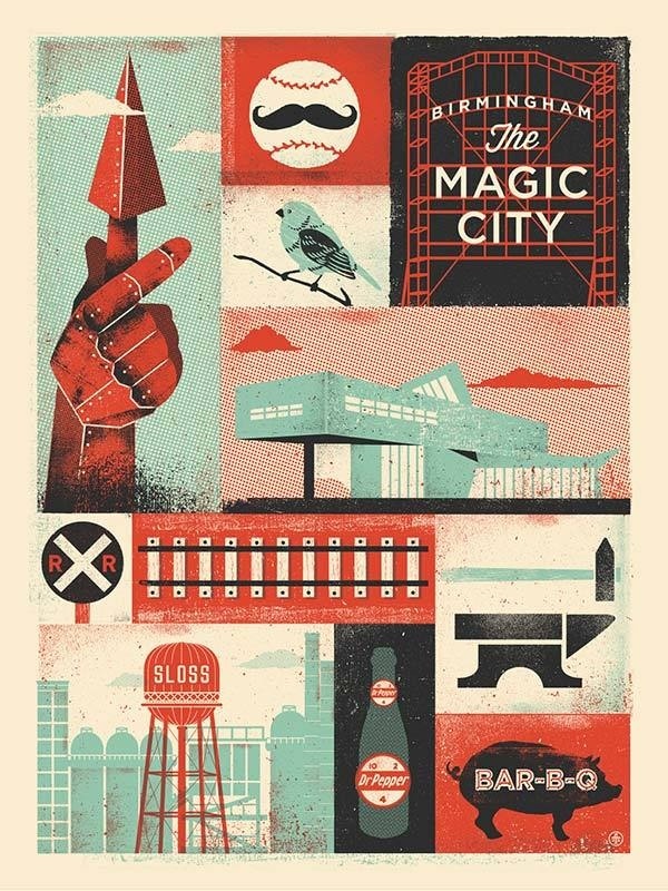 Twoarms birmingham poster #print #poster #illustration