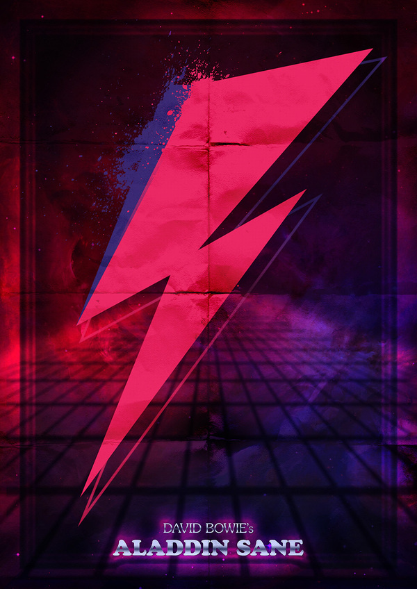 David Bowie's Aladdin Sane #rock #copper #itc #retro #futuristic #black #serif #gothic #music #bowie