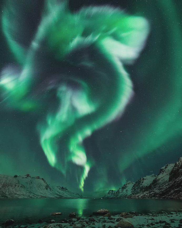 Northern Lights Dancing Above Northern Norway by Ole Salomonsen