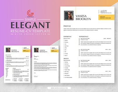 Free Simple Elegant CV-Resume With Cover Letter