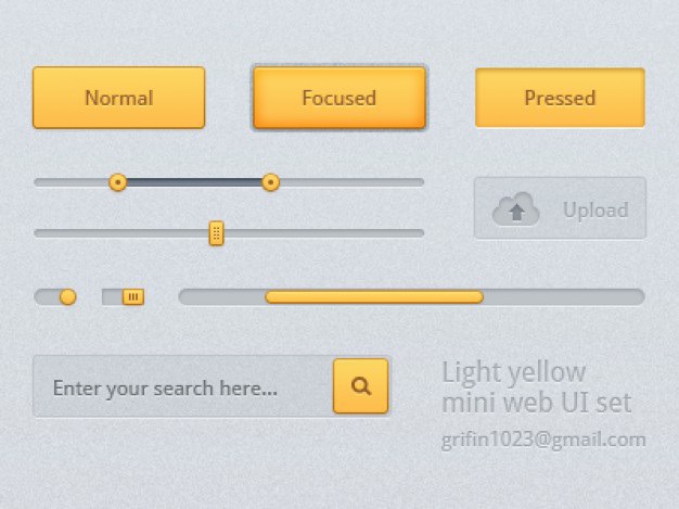 Yellow user interface kit psd Free Psd. See more inspiration related to Box, Button, Yellow, Bar, Search, User, Scroll, Psd, Slider, Interface, Upload, Search bar, User interface, Search box, Horizontal, Kit, Scroll bar and Mini on Freepik.