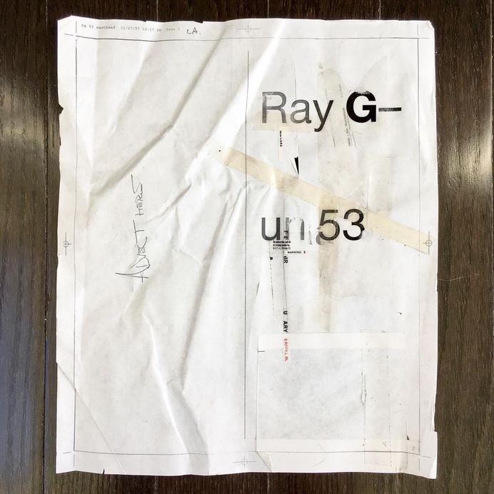 From the archive. Artwork for the masthead of Ray Gun Magazine Issue 53 (Goldie). Designed with a lot of sellotape and a scalpel at 12.17pm, 27th Nov 1997. #raygunmagazine #graphicdesign #design #type #swissgrit #swissdesign #sanserif #typodesign #typographic #typecollage #designhistory #90s